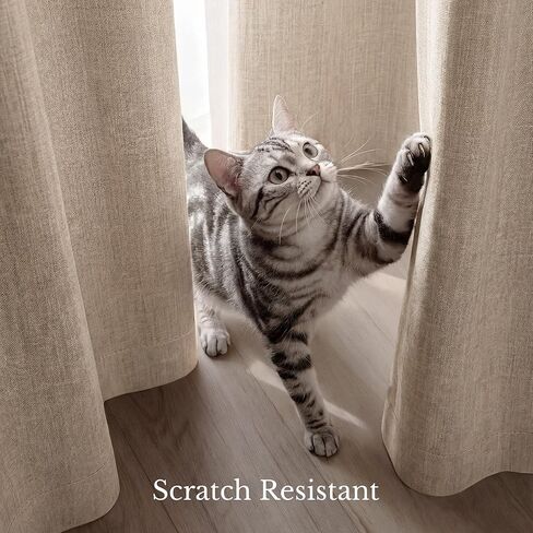 NICETOWN Natural 100% Blackout Grommet Linen Curtains 84" Long 2 Panels Set, Thermal Thick Linen Blend Drapes, Insulated Window Cover Draperies with Beige Backing for Cottage Living Room, 52" W in Saudi Arabia