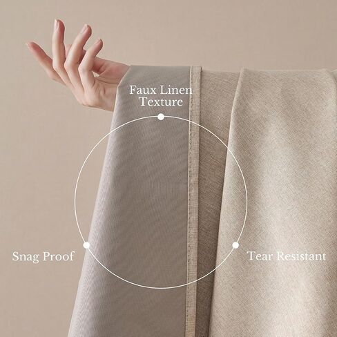 NICETOWN Natural 100% Blackout Grommet Linen Curtains 84" Long 2 Panels Set, Thermal Thick Linen Blend Drapes, Insulated Window Cover Draperies with Beige Backing for Cottage Living Room, 52" W in Saudi Arabia