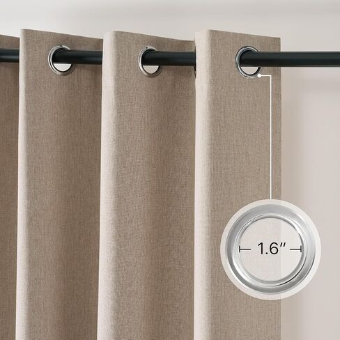 NICETOWN Natural 100% Blackout Grommet Linen Curtains 84" Long 2 Panels Set, Thermal Thick Linen Blend Drapes, Insulated Window Cover Draperies with Beige Backing for Cottage Living Room, 52" W in Saudi Arabia