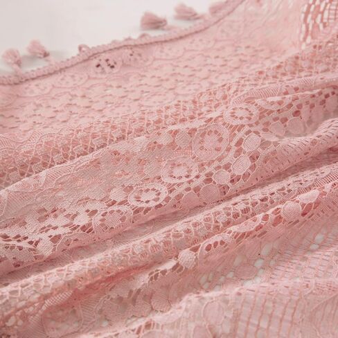 Blush Pink Curtains 2 Panels 84 Inches Long Cotton Crochet Lace Sheer Curtain Cute Soft Baby Pink Curtains for Girls Room Nursery Living Room,Rod Pocket Tassel Semi Sheer Drapes,Dusty Grey Pink in Kuwait