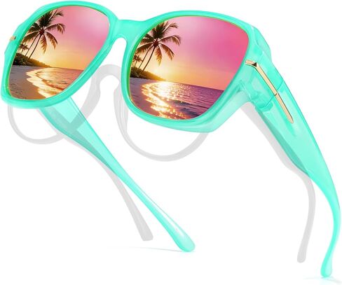 TJUTR Oversized Fit-Over Sunglasses for Women, Trendy Polarized Wraparound Shades with UV400 Protection TS6215 in Kuwait