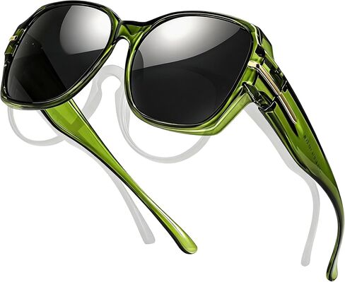 TJUTR Oversized Fit-Over Sunglasses for Women, Trendy Polarized Wraparound Shades with UV400 Protection TS6215 in Saudi Arabia
