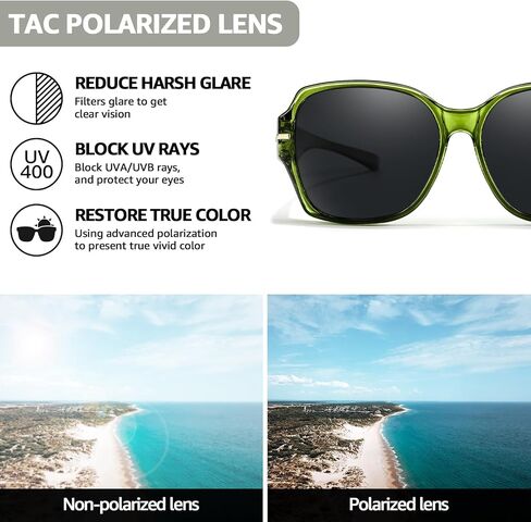 TJUTR Oversized Fit-Over Sunglasses for Women, Trendy Polarized Wraparound Shades with UV400 Protection TS6215 in Saudi Arabia