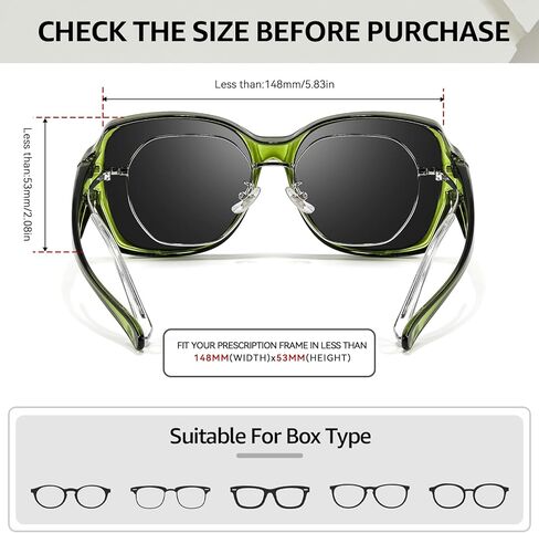 TJUTR Oversized Fit-Over Sunglasses for Women, Trendy Polarized Wraparound Shades with UV400 Protection TS6215 in Saudi Arabia