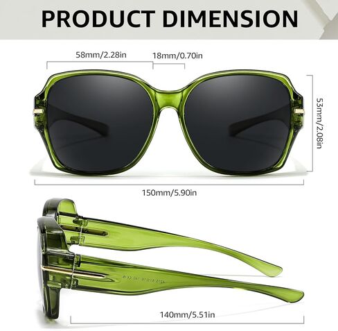 TJUTR Oversized Fit-Over Sunglasses for Women, Trendy Polarized Wraparound Shades with UV400 Protection TS6215 in Saudi Arabia