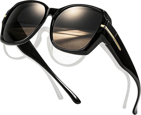 TJUTR Oversized Fit-Over Sunglasses for Women, Trendy Polarized Wraparound Shades with UV400 Protection TS6215 in Saudi Arabia