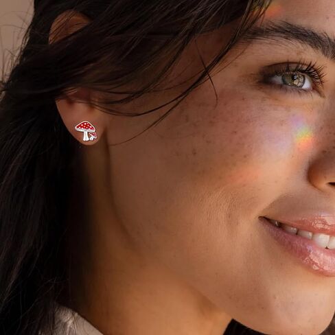 CERSLIMO الفضة الاسترليني الفطر تحت عنوان أقراط مجوهرات عيد الميلاد الذكرى السنوية هدايا عيد ميلاد للنساء عشاق الفطر in Kuwait