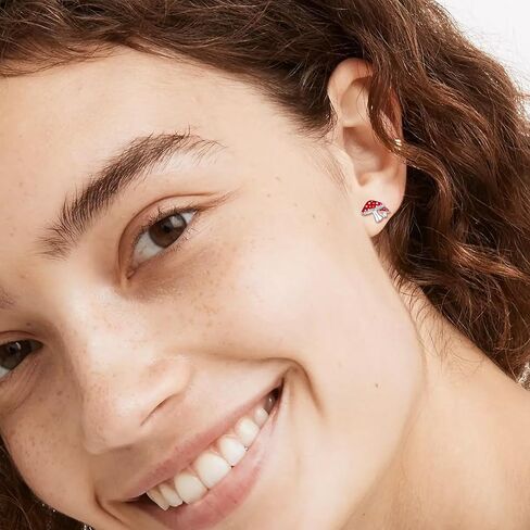 CERSLIMO الفضة الاسترليني الفطر تحت عنوان أقراط مجوهرات عيد الميلاد الذكرى السنوية هدايا عيد ميلاد للنساء عشاق الفطر in Kuwait