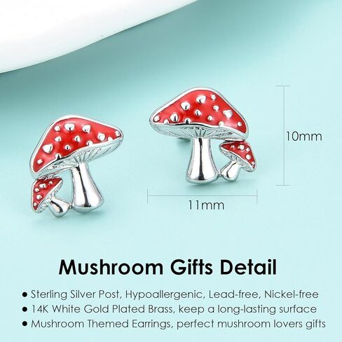 CERSLIMO الفضة الاسترليني الفطر تحت عنوان أقراط مجوهرات عيد الميلاد الذكرى السنوية هدايا عيد ميلاد للنساء عشاق الفطر in Kuwait