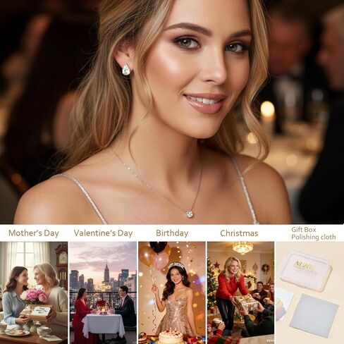 5 Pairs Cubic Zirconia Stud Earrings Sets for Women and Men 14K Gold Plated Stainless Steel Crystal Studs Clear Solitaire CZ Post Earrings Heart / Rectangle / Teardrop / Round / Oval Shaped Earrings Hypoallergenic Waterproof for Sensitive Ears in Kuwait