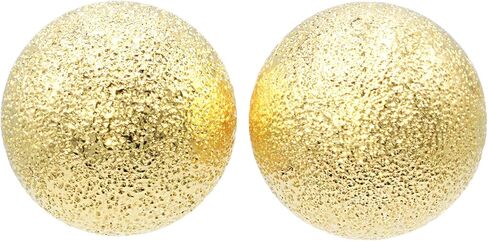 14mm Brushed Satin Textured Sandblasted Gold Round Ball Stud Earrings for Women, 18k Yellow Gold Filled Plated in Kuwait