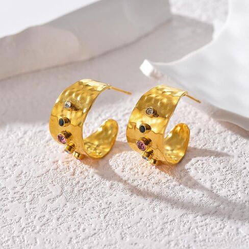 أقراط زركونيا مكعبة مطلية بالذهب 18 قيراط للنساء، أقراط من الفولاذ المقاوم للصدأ، مجوهرات عصرية للنساء in Kuwait