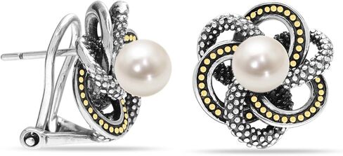 LeCalla Women's Sterling Silver Freshwater Pearl Earrings | 925 Silver Freshwater Cultured Pearl Drop Earring for Gift Jewelry in Saudi Arabia