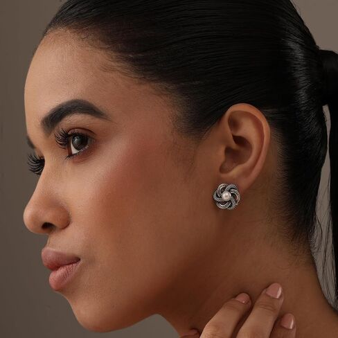 LeCalla Women's Sterling Silver Freshwater Pearl Earrings | 925 Silver Freshwater Cultured Pearl Drop Earring for Gift Jewelry in Saudi Arabia