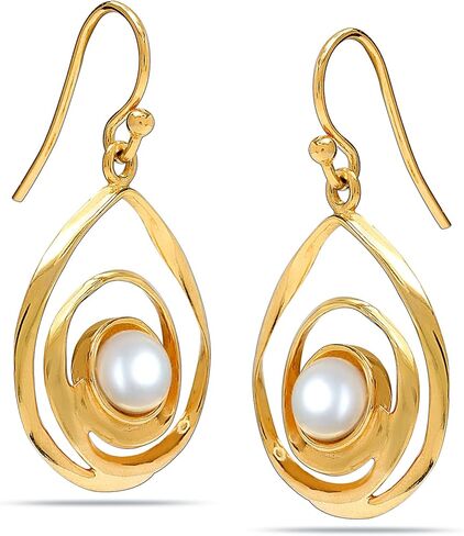 LeCalla Women's Sterling Silver Freshwater Pearl Earrings | 925 Silver Freshwater Cultured Pearl Drop Earring for Gift Jewelry in Saudi Arabia