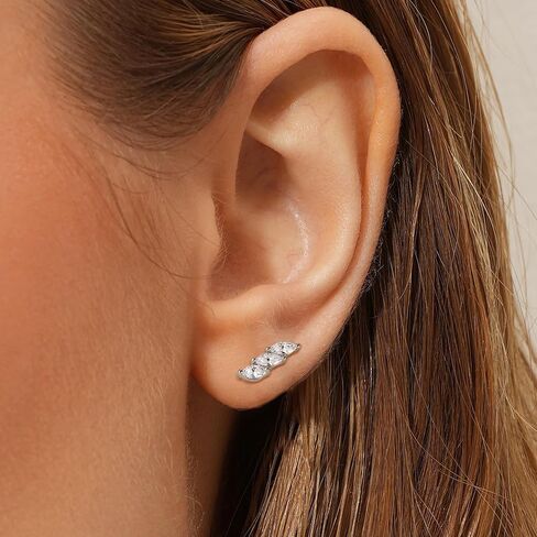 925 Sterling Silver Earrings for Women 14K Gold Stud Earrings Zirconia Star Butterfly Moon Gold Earrings Silver Earrings for Women Cartilage Earrings Small Silver Earrings Sets Silver Earrings Studs in Saudi Arabia