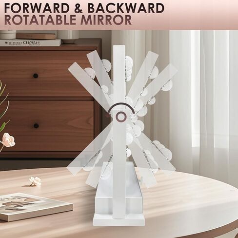 مرآة فانيتي مع أضواء مع درج، منفذ شحن من النوع C وUSB، مرآة مكياج هوليوود مع 9 لمبات LED، 3 ألوان قابلة للتعتيم، تحكم باللمس، تكبير 5X قابل للفصل، هدايا للنساء in Kuwait