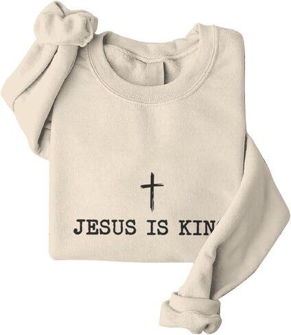 Christian Jesus Sweatshirts for Women Jesus Is King Sweatshirt Minimalist Christian Bible Verse Sweatshirt in Kuwait