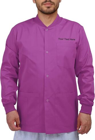 Personalized Customizable Embroidered Men’s Snap Front Scrub Jacket - Add Your Embroidered Text in Saudi Arabia