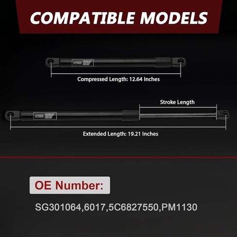 Trunk Struts for Volkswagen Jetta 2011-2018 | Gas Spring Lift Support Kit with Extra Screwdriver & Ball Mount | Replaces SG301064 5C6827550 PM1130 in Kuwait