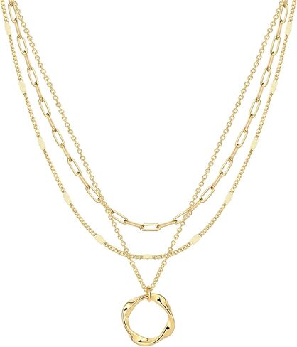 VIROMY Gold Necklace for Women 14k Gold Chain Necklaces Dainty Layered Necklaces Simple Stackable Pendant Necklaces Herringbone Cuban Paperclip Chain Gold Choker Necklaces Gold Jewelry for Women in Kuwait