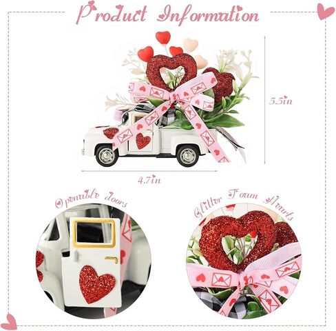 Valentines/St. Patrick’s/Easter Decor, Rustic Metal Farm Truck with Valentine Candy Heart St Patricks Day Shamrock Easter Egg, Valentines Day Decor for Home Table Valentines Decor Gifts in Kuwait