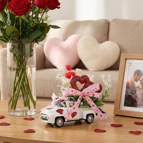 Valentines/St. Patrick’s/Easter Decor, Rustic Metal Farm Truck with Valentine Candy Heart St Patricks Day Shamrock Easter Egg, Valentines Day Decor for Home Table Valentines Decor Gifts in Kuwait