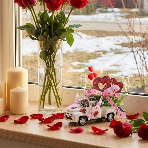 Valentines/St. Patrick’s/Easter Decor, Rustic Metal Farm Truck with Valentine Candy Heart St Patricks Day Shamrock Easter Egg, Valentines Day Decor for Home Table Valentines Decor Gifts in Kuwait
