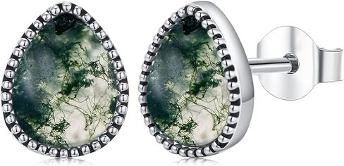 Turquoise/Black Onyx/Moonstone/Moss Agate/White Blue Opal/Tiger Eye Stud Earrings 18k White Gold Plated Earring Boho Western Jewelry Native American Gifts for Women Wife Mother in Saudi Arabia