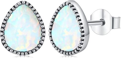 Turquoise/Black Onyx/Moonstone/Moss Agate/White Blue Opal/Tiger Eye Stud Earrings 18k White Gold Plated Earring Boho Western Jewelry Native American Gifts for Women Wife Mother in Saudi Arabia