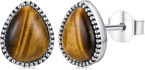 Turquoise/Black Onyx/Moonstone/Moss Agate/White Blue Opal/Tiger Eye Stud Earrings 18k White Gold Plated Earring Boho Western Jewelry Native American Gifts for Women Wife Mother in Saudi Arabia