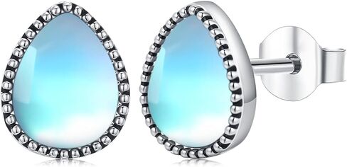 Turquoise/Black Onyx/Moonstone/Moss Agate/White Blue Opal/Tiger Eye Stud Earrings 18k White Gold Plated Earring Boho Western Jewelry Native American Gifts for Women Wife Mother in Saudi Arabia