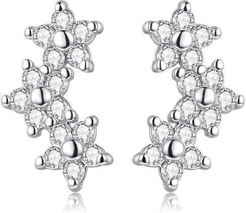 أقراط زركونيا مكعبة صغيرة من الفضة الاسترليني للنساء، أقراط متسلقة على شكل زهرة لا تسبب الحساسية، أقراط غضروف عنقودية زهرية، هدايا مجوهرات رائعة in Kuwait