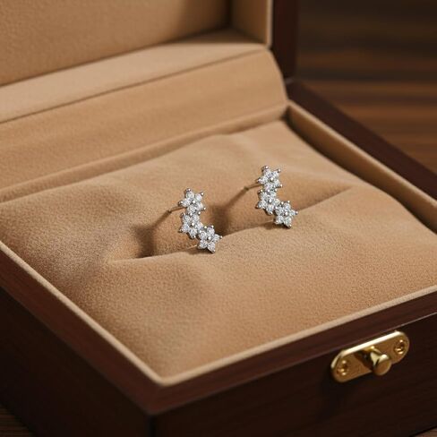 أقراط زركونيا مكعبة صغيرة من الفضة الاسترليني للنساء، أقراط متسلقة على شكل زهرة لا تسبب الحساسية، أقراط غضروف عنقودية زهرية، هدايا مجوهرات رائعة in Kuwait