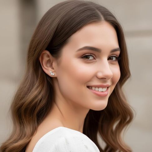 أقراط زركونيا مكعبة صغيرة من الفضة الاسترليني للنساء، أقراط متسلقة على شكل زهرة لا تسبب الحساسية، أقراط غضروف عنقودية زهرية، هدايا مجوهرات رائعة in Kuwait