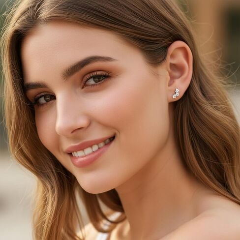 أقراط زركونيا مكعبة صغيرة من الفضة الاسترليني للنساء، أقراط متسلقة على شكل زهرة لا تسبب الحساسية، أقراط غضروف عنقودية زهرية، هدايا مجوهرات رائعة in Kuwait