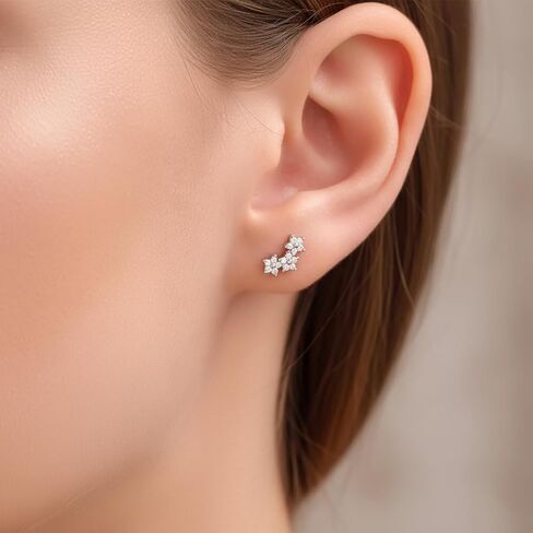 أقراط زركونيا مكعبة صغيرة من الفضة الاسترليني للنساء، أقراط متسلقة على شكل زهرة لا تسبب الحساسية، أقراط غضروف عنقودية زهرية، هدايا مجوهرات رائعة in Kuwait