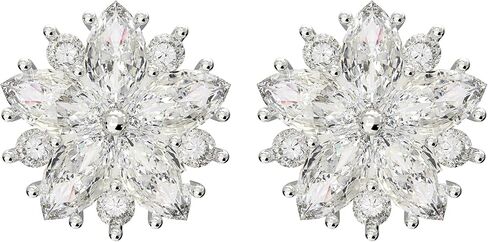 Gold-Plated White 5A Cubic Zirconia CZ Cherry Blossom Stud Earrings 丨925 Sterling Silver Ear Posts丨Classic Sakura Flower-Themed Earrings丨Hypoallergenic Graceful Jewelry Gift for Her Mom Women Wife in Saudi Arabia