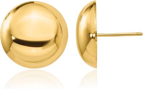 14K Yellow Gold Ball Stud Earrings 15.5mm Polished Button For Women Push Back Hypoallergenic Jewelry Classic Gift in Saudi Arabia