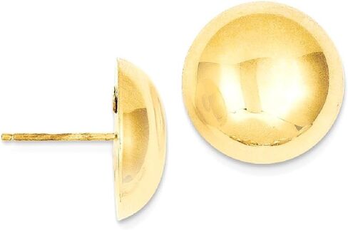 14K Yellow Gold Ball Stud Earrings 15.5mm Polished Button For Women Push Back Hypoallergenic Jewelry Classic Gift in Saudi Arabia