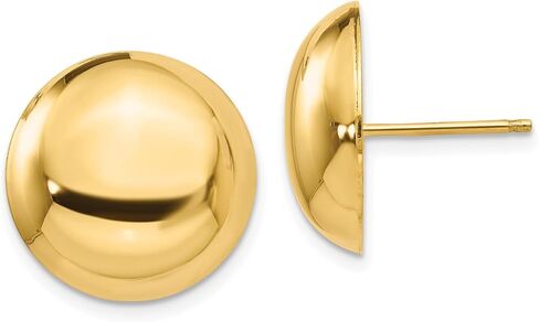 14K Yellow Gold Ball Stud Earrings 15.5mm Polished Button For Women Push Back Hypoallergenic Jewelry Classic Gift in Saudi Arabia