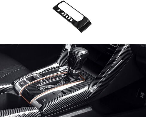 Car Accessories Fit for Honda Civic 10th Gen 2016-2021 ABS Interior Gear Shift Transmission Frame Cover Trim （Glossy Black） 1PC Set (Automatic Only) in Kuwait