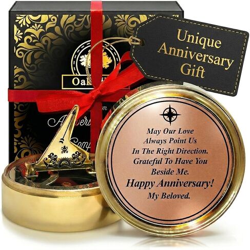 هدية بوصلة شمسية للذكرى السنوية من oakiWay له أو لها - أفكار هدايا فريدة للزوج أو الزوجة، الذكرى السنوية 50 للزفاف، 40، 25، 20 عامًا، بطاقة هدية متضمنة in Kuwait