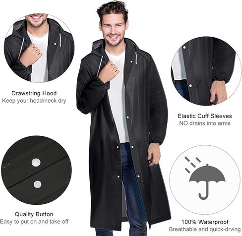 Ponchos Family Pack, (8 Pack) Rain Poncho for Adults Disposable Emergency Rain Ponchos in Saudi Arabia