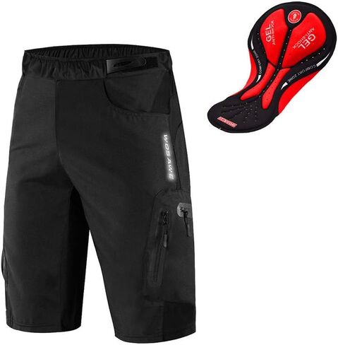 WOSAWE Mens Padded Cycling Shorts Loose-Fit Breathable Mountain Bike 2 in 1 Shorts in Kuwait