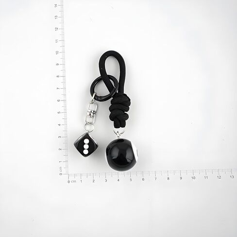 8 Ball Dice Charm Keychain - Black Rope Knot Cute Bag Purse Accessories Y2K Aesthetic Key Chain for Women Men in Kuwait