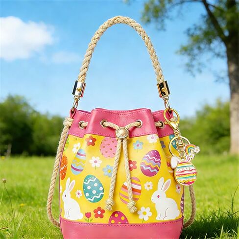 Easter Egg Keychain with Rainbow Bunny Rabbit Carrot Enamel Charms Cute Purse Bag Accessories, 5-8 Pairs in Saudi Arabia