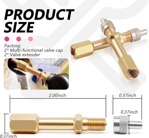 2PCS Tire Valve Stem Extensions,50mm Tire Valve Extender with Straight Extension Design,Universal Tires Valves Extension Car Accessories for Standard American Valves in Kuwait