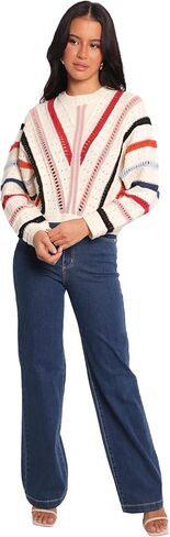 Marie Stripe Knit Sweater - White M in Saudi Arabia