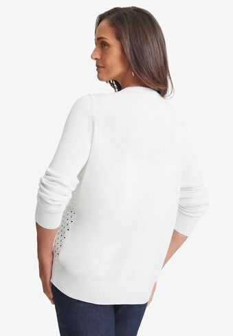 Jessica London Women's Plus Size Fine Gauge Eyelet Cardigan in Saudi Arabia